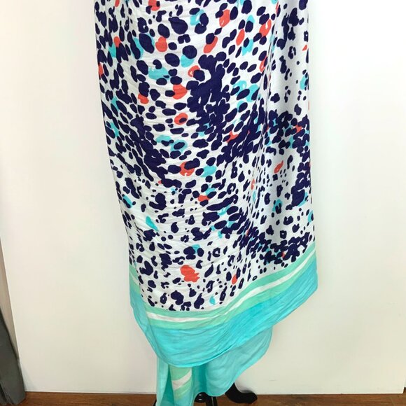New Lilly Pulitzer Lillian Scarf Bright Navy Leopard Get Spotted Wrap Cover Up - Picture 15 of 16